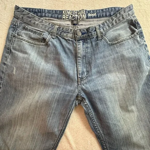 Kenneth Cole Reaction Men's Jeans Boot Cut Medium Wash 36X32 Denim Blue - Picture 8 of 10